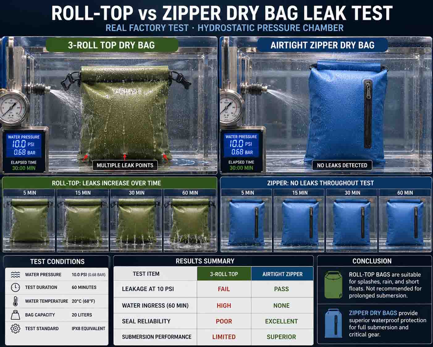 Roll-Top vs Zipper Dry Bag: The Waterproof Myth Exploded