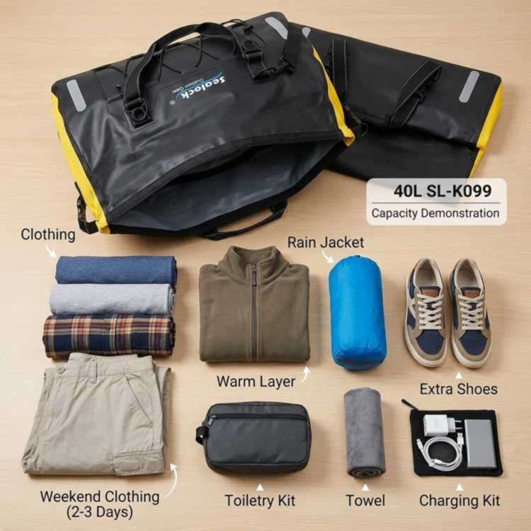 ຖົງ Duffel ກັນນ້ໍາ 40L: ຄູ່ມືຄວາມອາດສາມາດສໍາລັບການຜະຈົນໄພທ້າຍອາທິດ