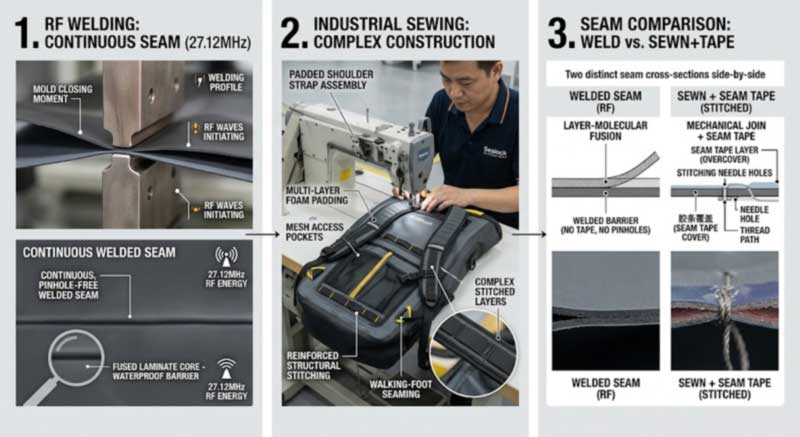 Sewn vs Welded Waterproof Bags: ເຊິ່ງການກໍ່ສ້າງຜະລິດຕະພັນຂອງທ່ານຕ້ອງການ